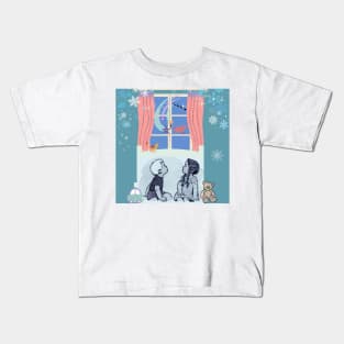 MERRRY CHRISTMAS EVE  WINDOW STARS BIRDS CHILDREN Kids T-Shirt